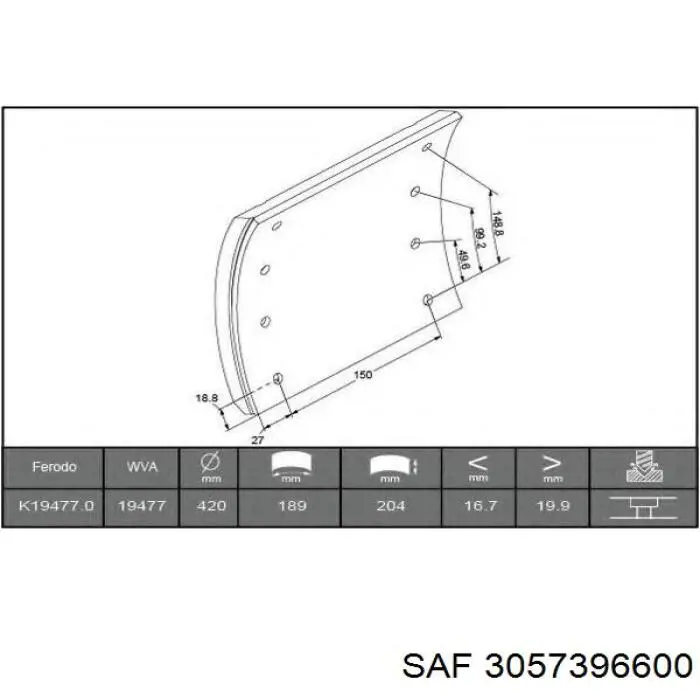 3057396600 SAF zapatas de frenos de tambor traseras