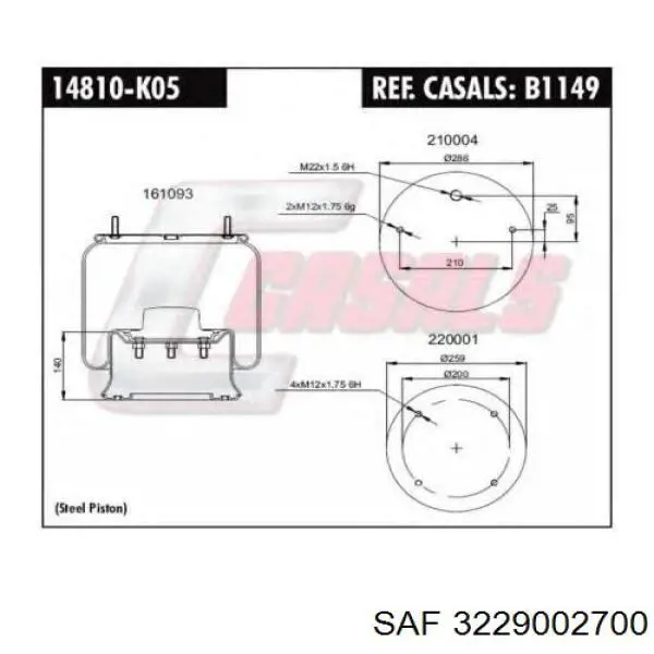 Comprar 3229002700 SAF Bolsa neumática del eje