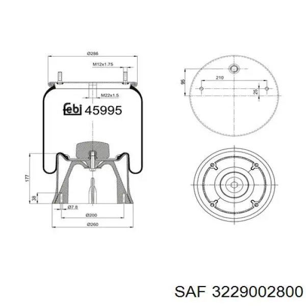 Bolsa neumática del eje SAF 3229002800 precio, desde 136,99 EUR