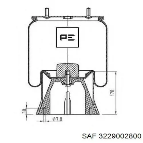 Bolsa neumática del eje 3229002800 SAF