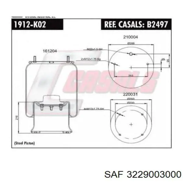3229003000 SAF Bolsa neumática del eje