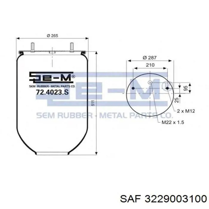 3229003100 SAF Bolsa de aire del eje trasero