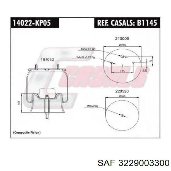 3 229 0033 00 SAF muelle neumático, suspensión