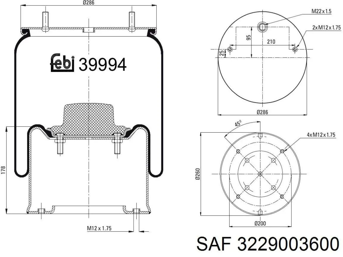 Bolsa de aire del eje trasero SAF 3229003600 precio, desde 82,49 EUR