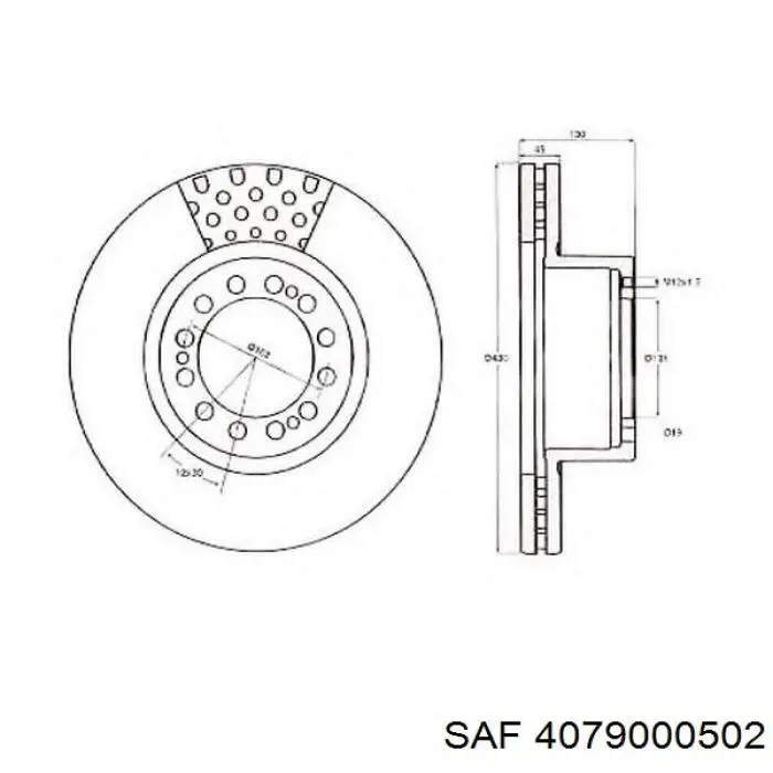 Disco de freno trasero 4079000502 SAF