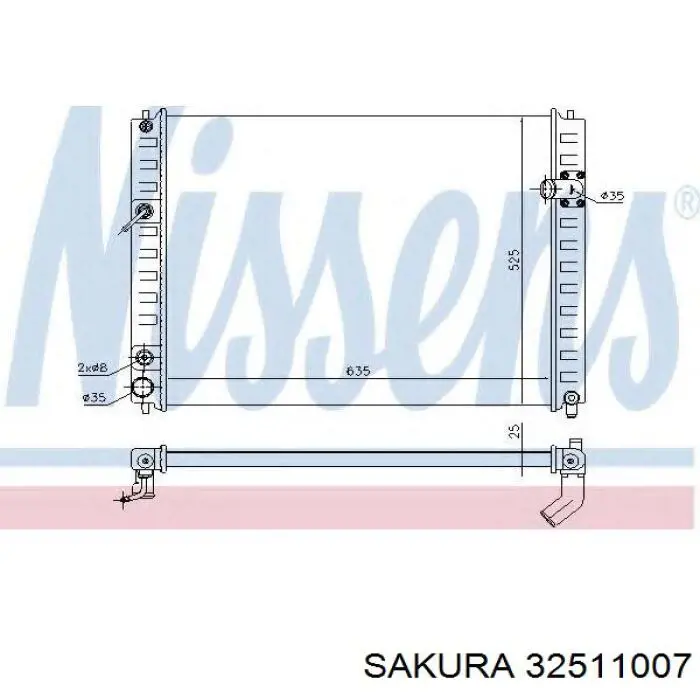 32511007 Sakura radiador refrigeración del motor