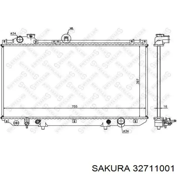 32711001 Sakura radiador refrigeración del motor