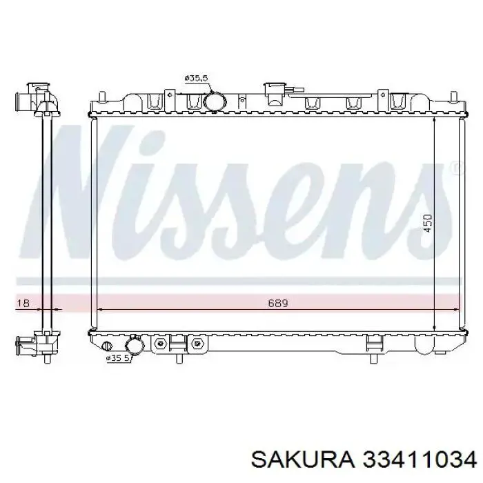 33411034 Sakura radiador refrigeración del motor