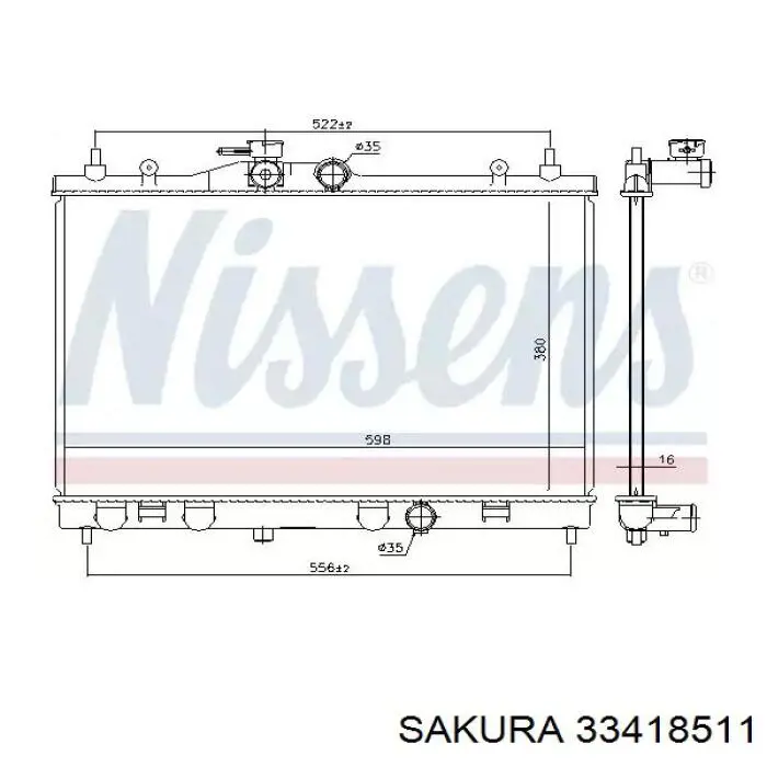 33418511 Sakura radiador refrigeración del motor