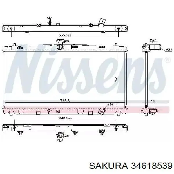 34618539 Sakura radiador refrigeración del motor