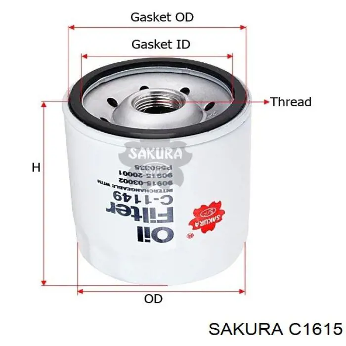 C1615 Sakura Filtro aceite