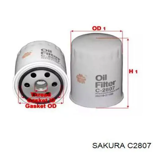 Filtro de aceite C2807 Sakura