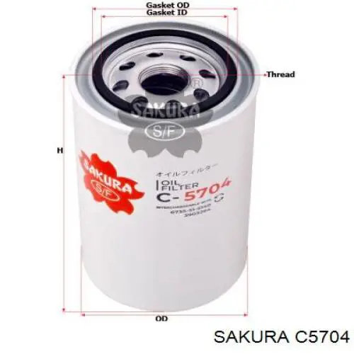 C5704 Sakura filtro de aceite