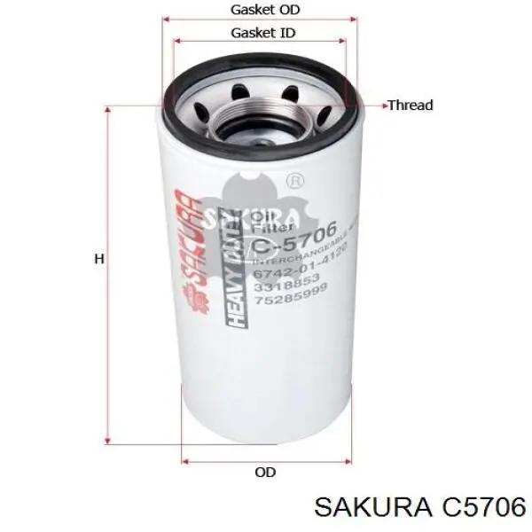 C5706 Sakura Filtro aceite