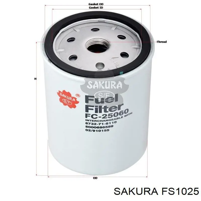 FS1025 Sakura filtro combustible