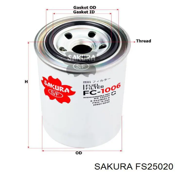 FS25020 Sakura filtro combustible