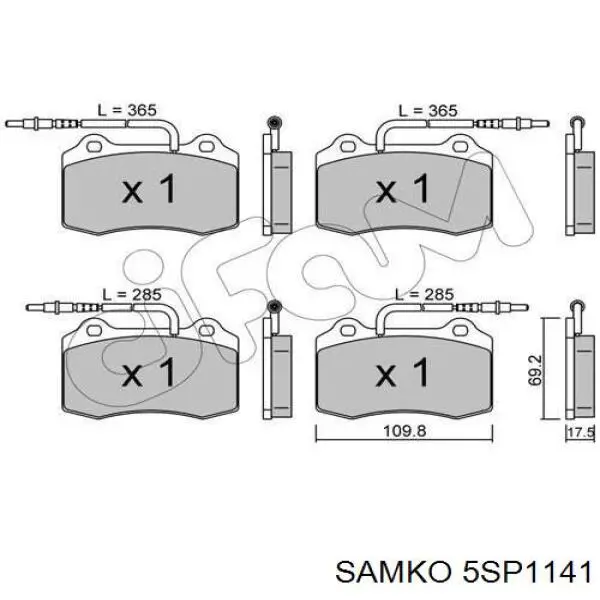 5SP1141 Samko pastillas de freno delanteras