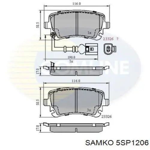 5SP1206 Samko Pastillas freno traseras