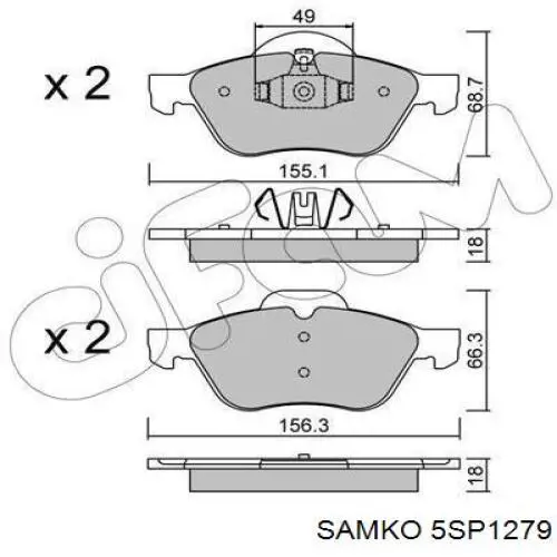 5SP1279 Samko pastillas de freno delanteras