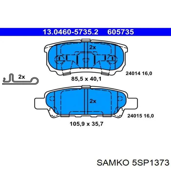 5SP1373 Samko pastillas de freno traseras