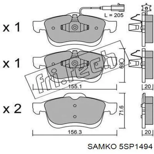 Pastillas de freno delanteras SAMKO 5SP1494