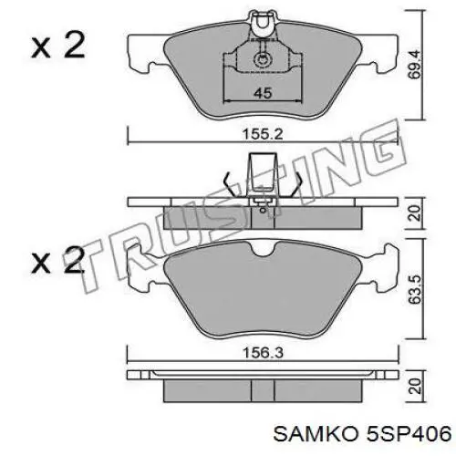 5SP406 Samko pastillas de freno delanteras