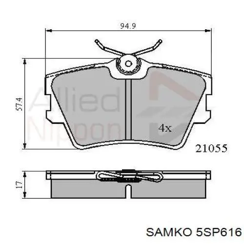 5SP616 Samko pastillas de freno traseras