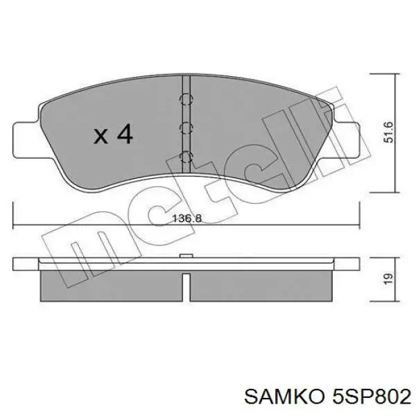 Pastillas freno delanteras Samko 5SP802 precio, desde 22,64 EUR