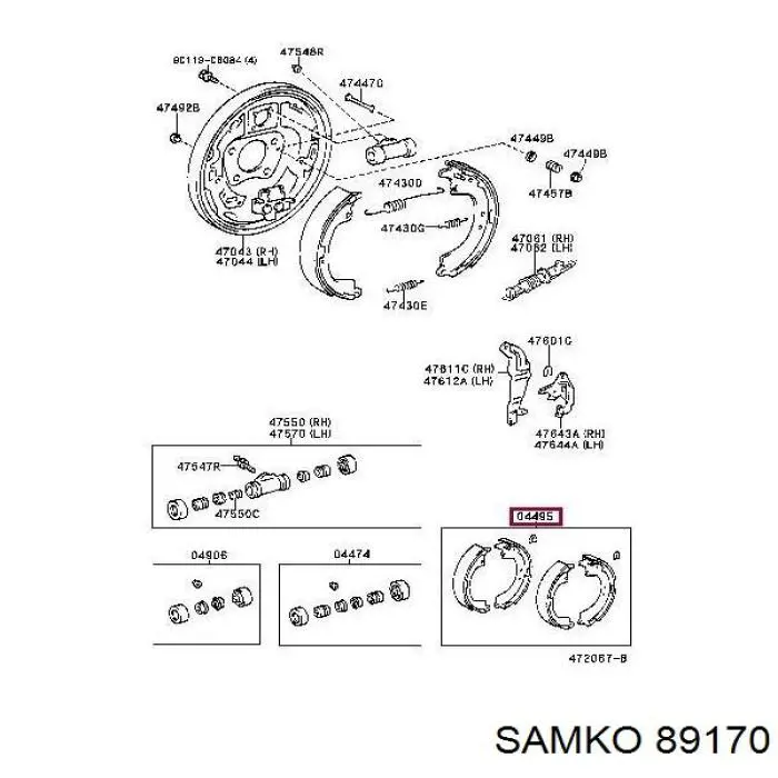 89170 Samko zapatas de frenos de tambor traseras