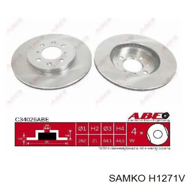 Disco de freno H1271V Samko