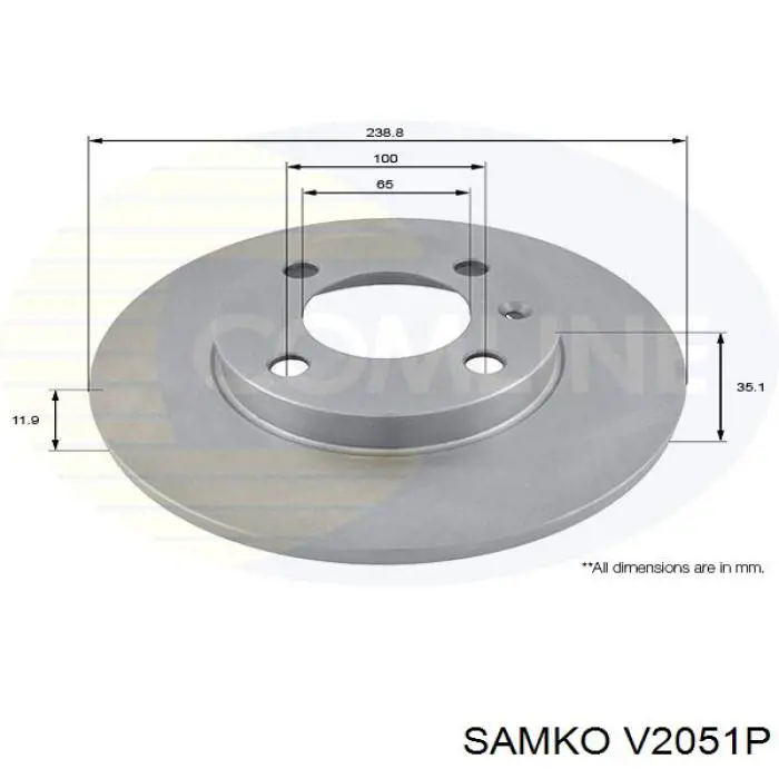 V2051P Samko disco de freno delantero