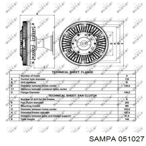 051027 Sampa Otomotiv‏ embrague, ventilador del radiador