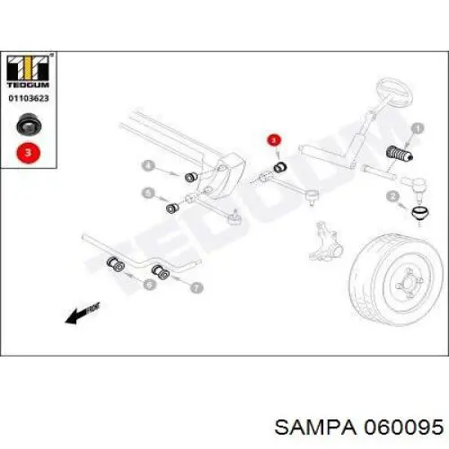 060095 Sampa Otomotiv‏ silentblock de brazo de suspensión delantero superior