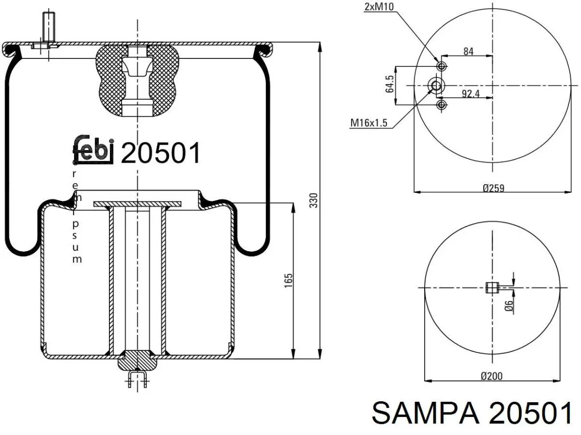 20501 Sampa Otomotiv‏ silentblock para barra panhard trasera