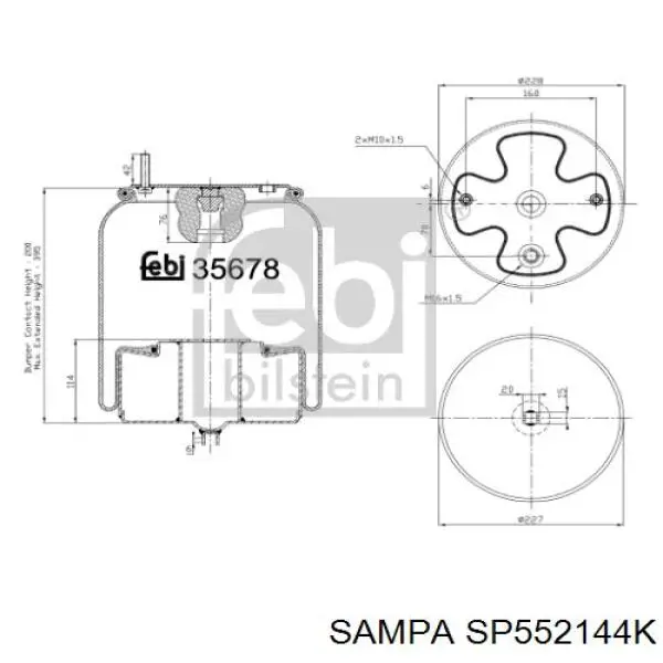 SP 552144-K Sampa Otomotiv‏ muelle neumático, suspensión, eje delantero