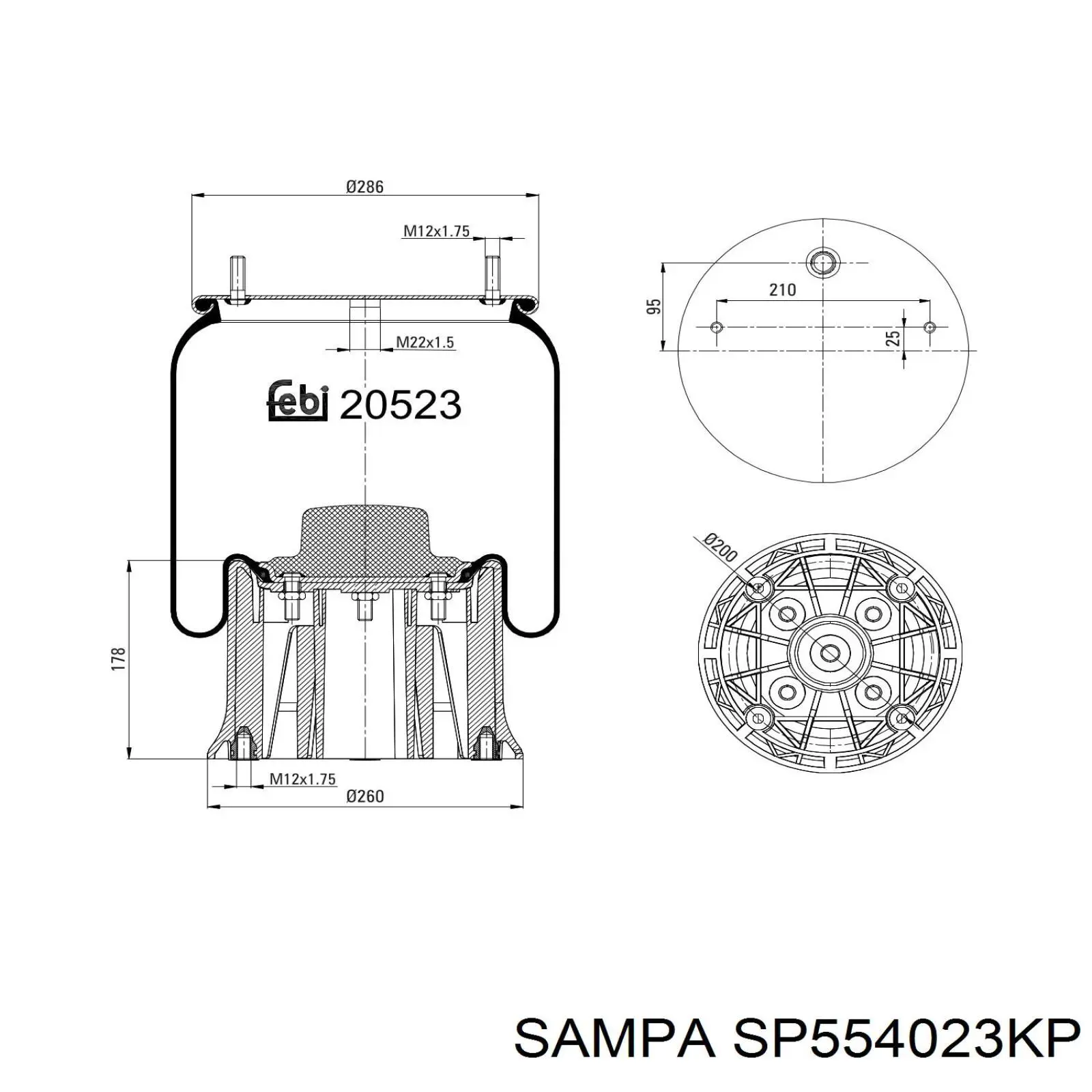 3229003100S SAF muelle neumático, suspensión, eje trasero