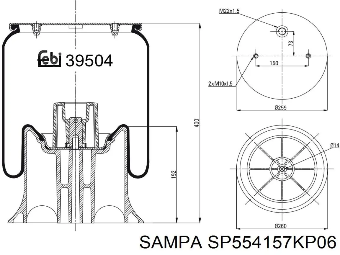 SP 554157-KP06 Sampa Otomotiv‏ muelle neumático, suspensión