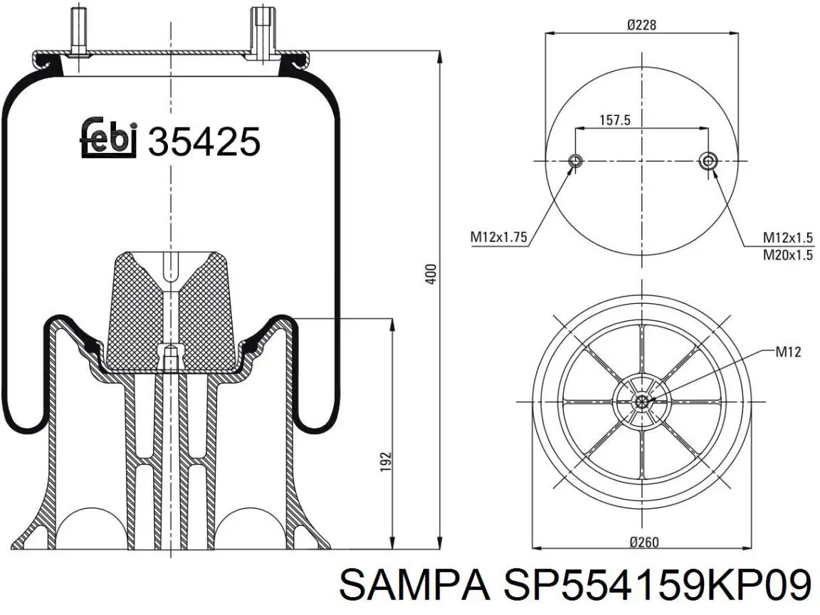 Bolsa neumática del eje Sampa Otomotiv‏ SP554159KP09 precio, desde 83,15 EUR