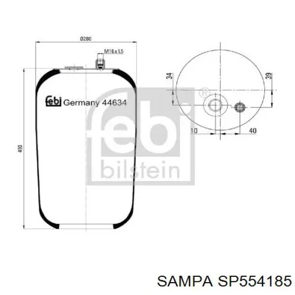SP554185 Sampa Otomotiv‏ Bolsa de aire del eje trasero