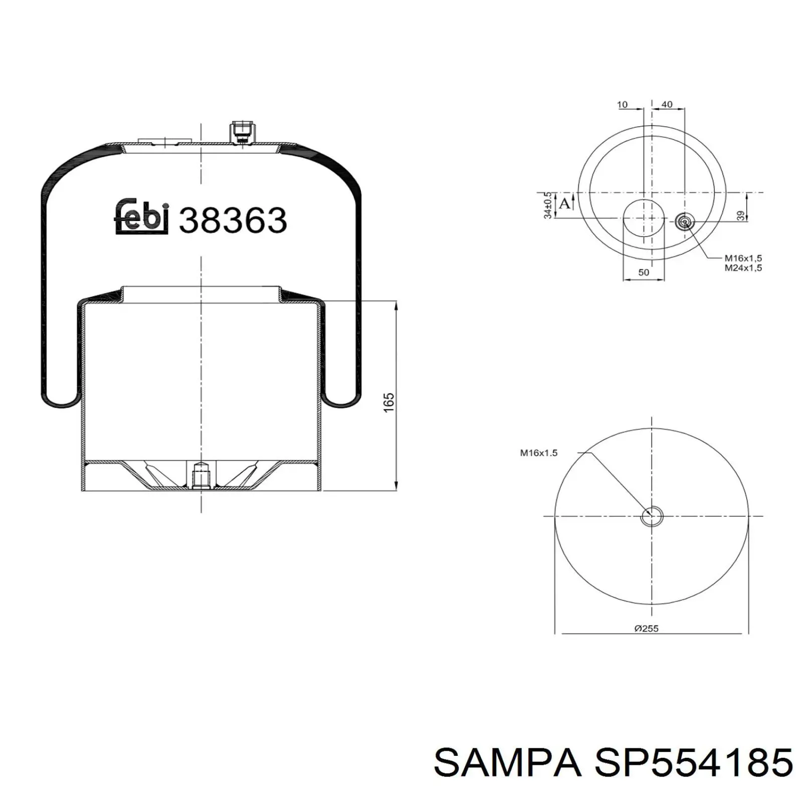 SP554185 Sampa Otomotiv‏ muelle neumático, suspensión, eje trasero