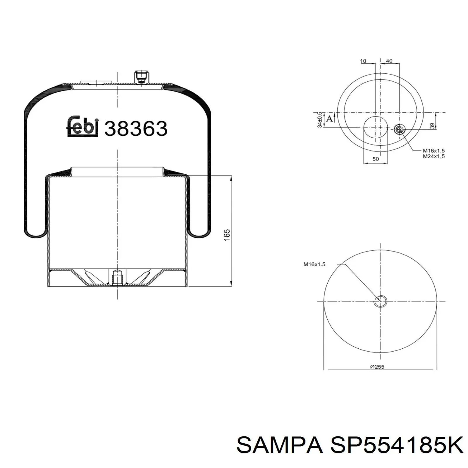 Comprar SP554185K Sampa Otomotiv‏ Bolsa de aire del eje trasero