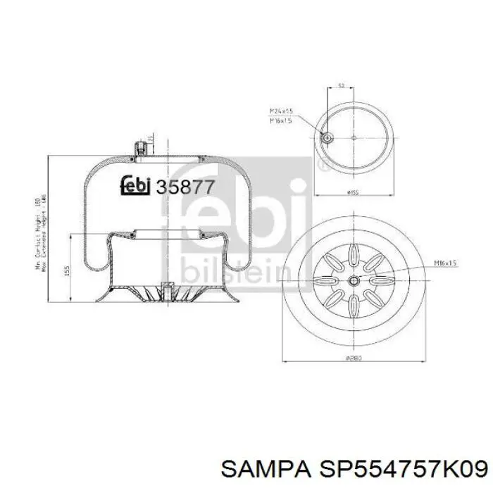 SP554757K09 Sampa Otomotiv‏ Bolsa neumática del eje