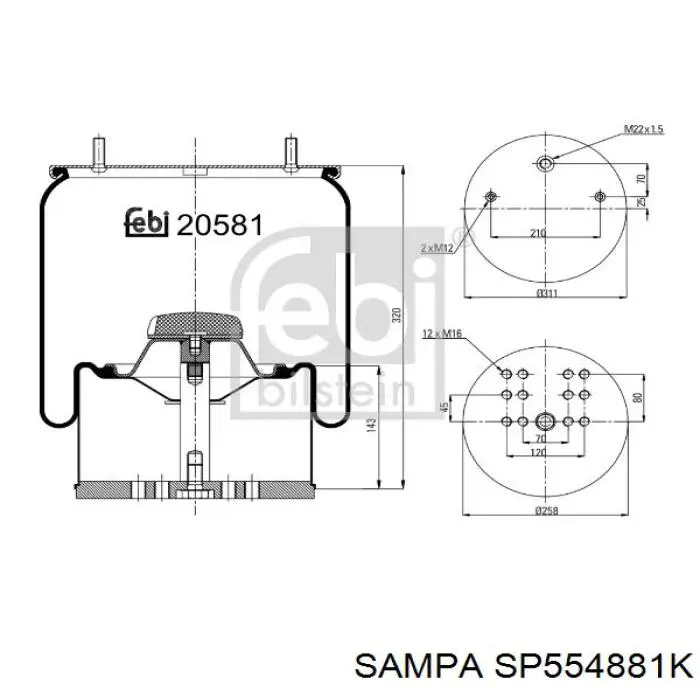 SP 554881-K Sampa Otomotiv‏ muelle neumático, suspensión