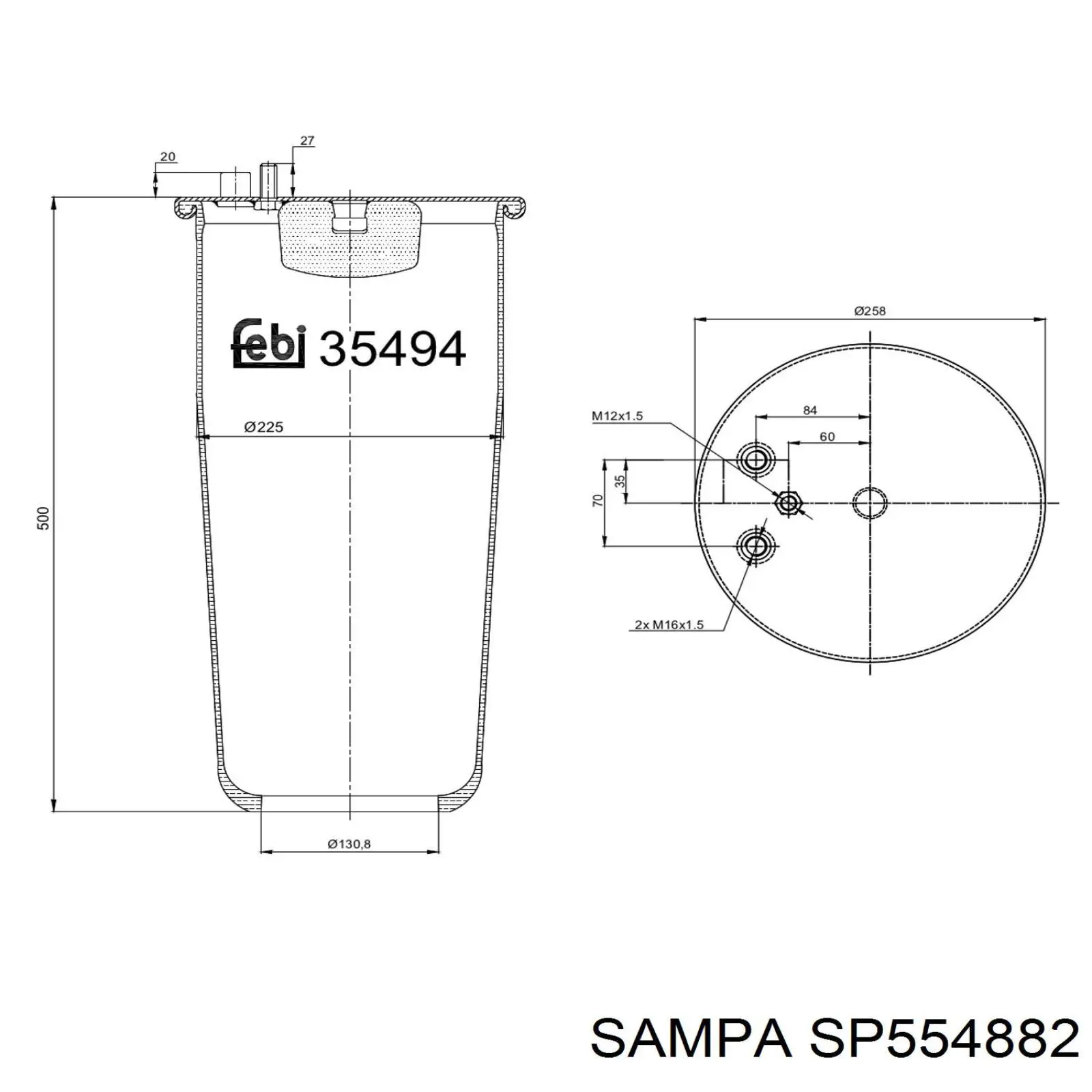 Bolsa neumática del eje Sampa Otomotiv‏ SP554882 precio, desde 70,35 EUR