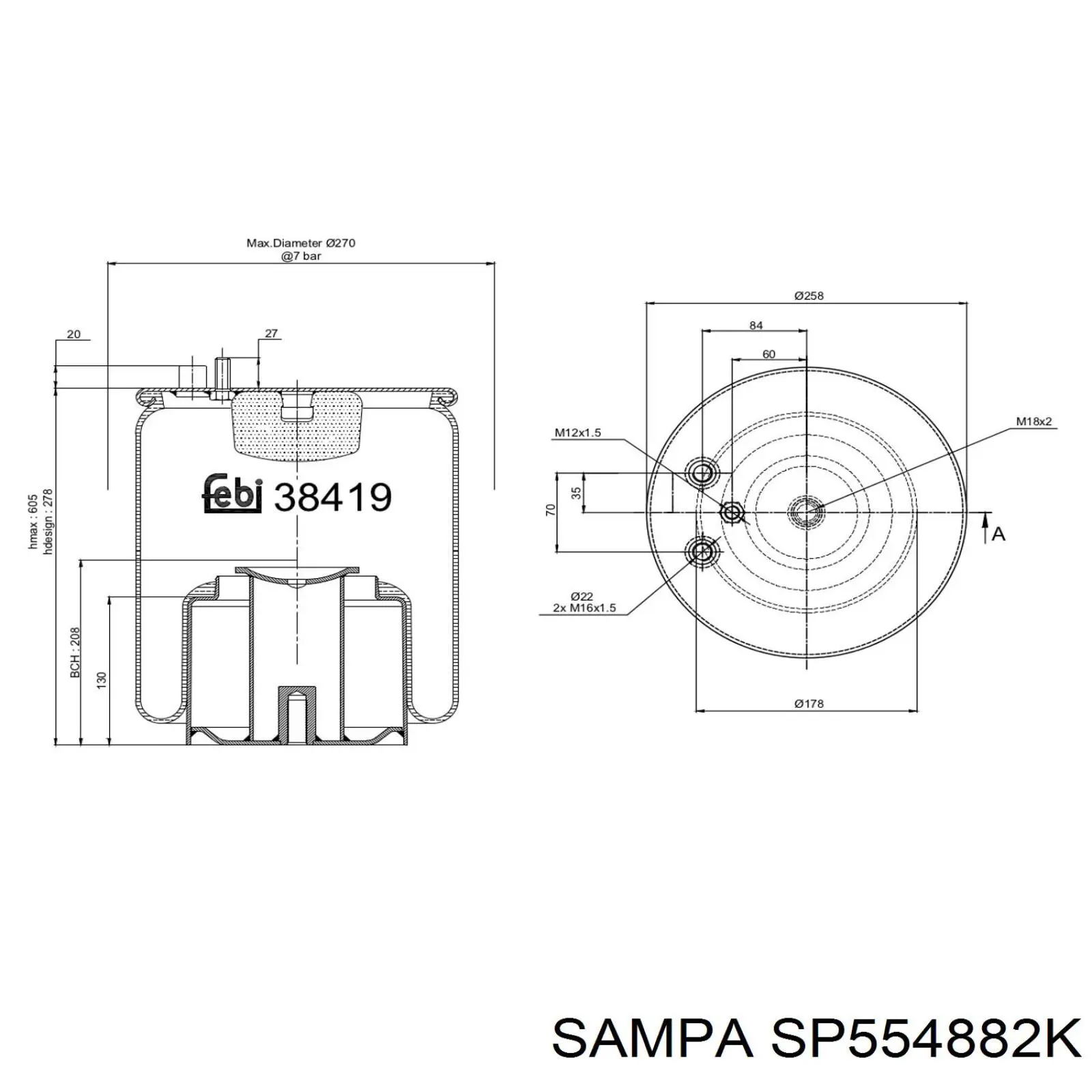 SP554882K Sampa Otomotiv‏ Bolsa neumática del eje