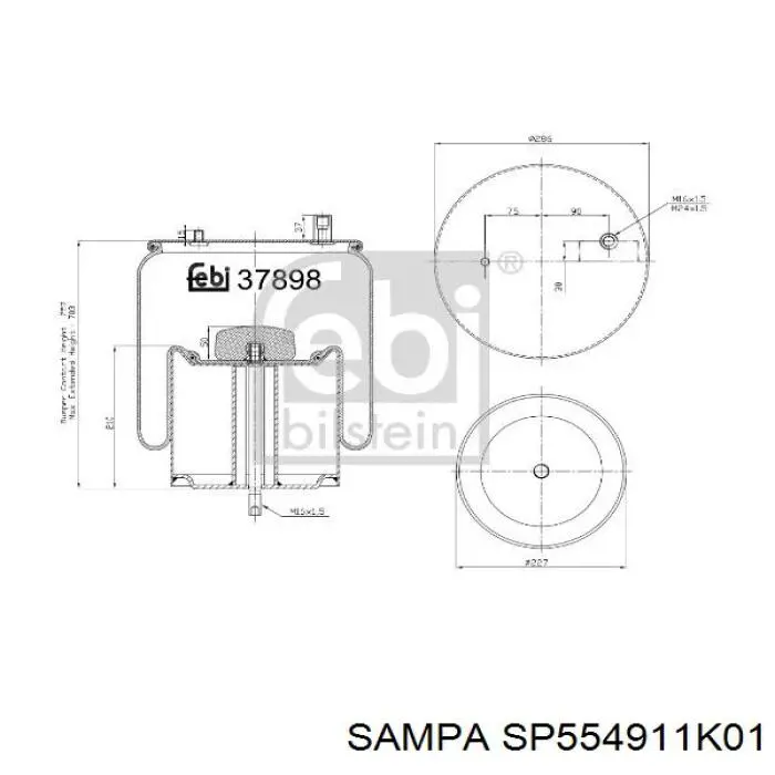 SP 554911-K01 Sampa Otomotiv‏ muelle neumático, suspensión