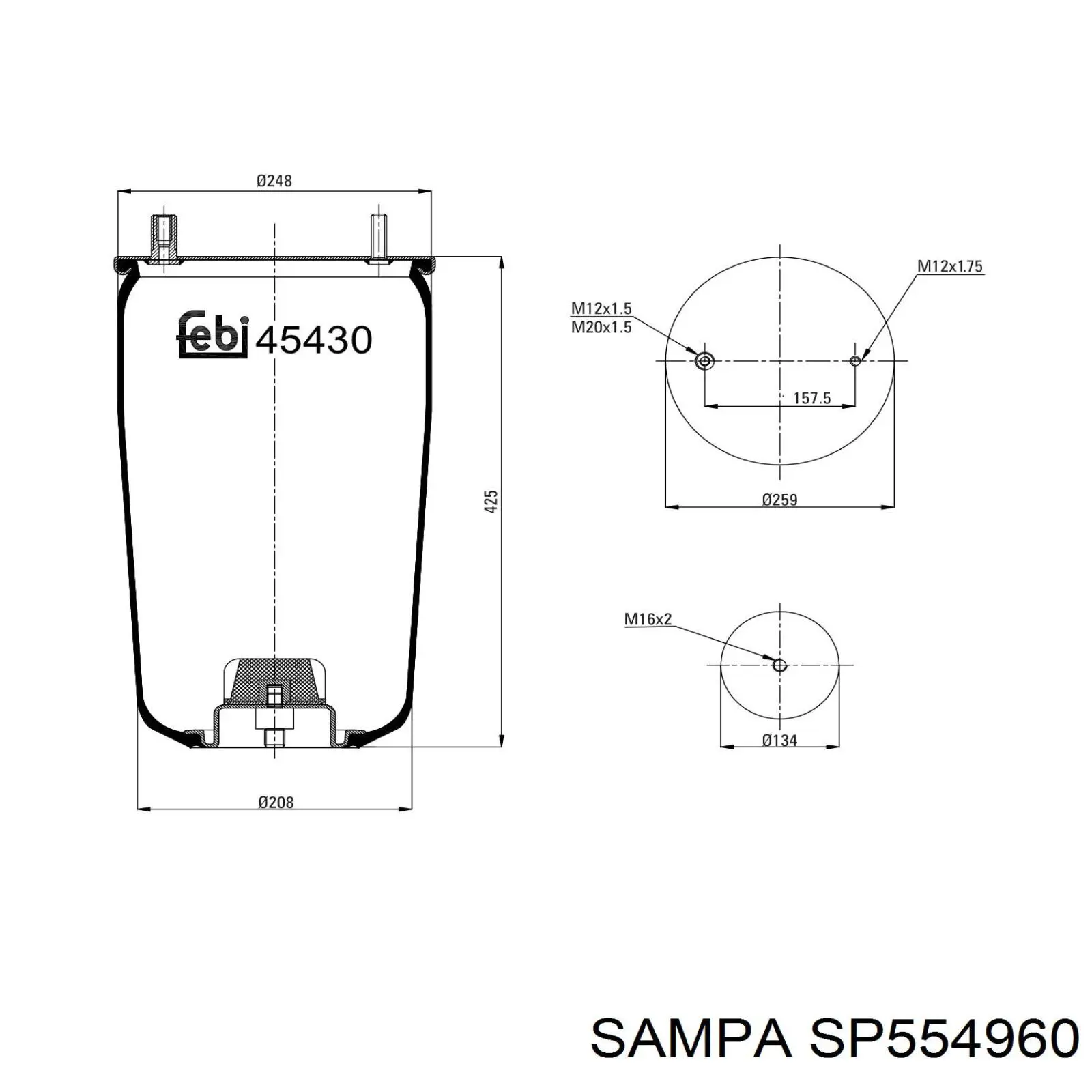 Bolsa neumática del eje Sampa Otomotiv‏ SP554960 precio, desde 62,63 EUR