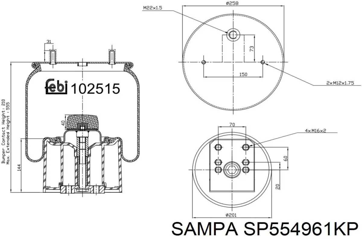 SP554961KP Sampa Otomotiv‏ Bolsa neumática del eje