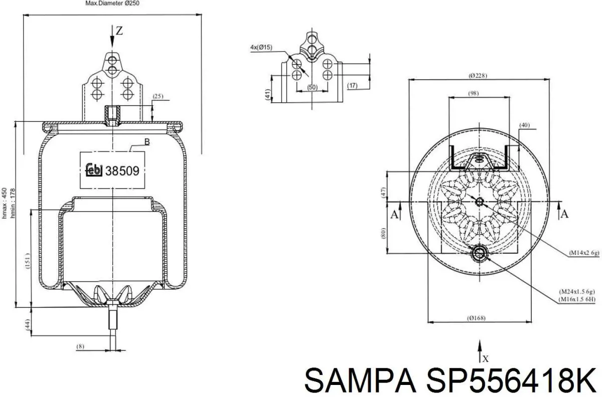 SP556418K Sampa Otomotiv‏ Bolsa neumática del eje