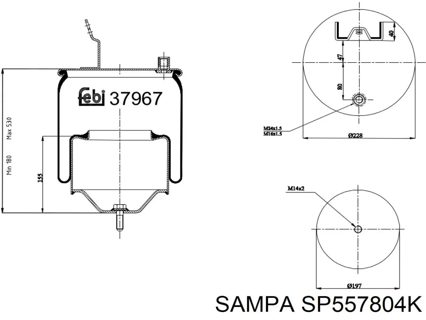 Bolsa neumática del eje Sampa Otomotiv‏ SP557804K precio, desde 68,59 EUR